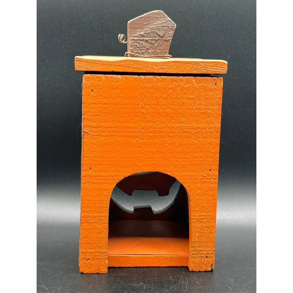 Square Wood Pumpkin Votive Holder 7.5